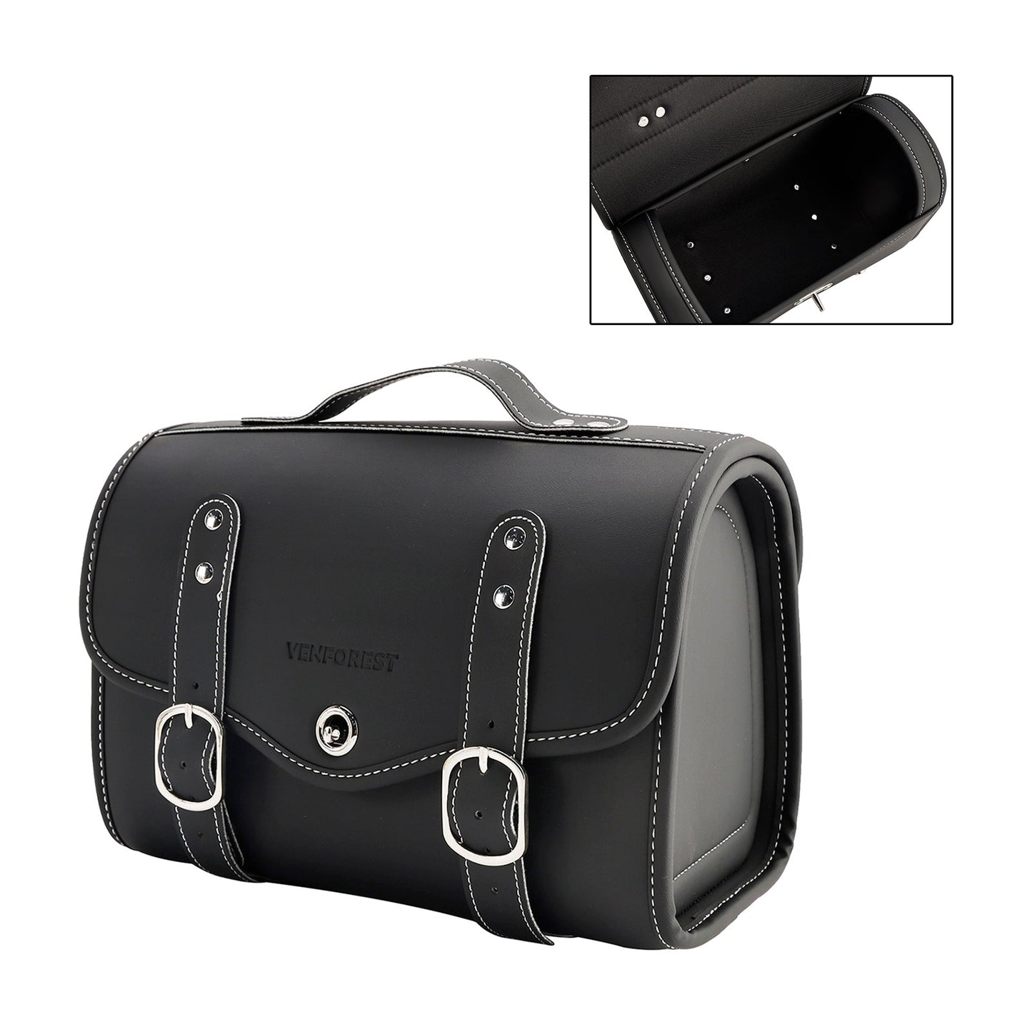Borsa laterale in PU Borsa laterale Borsa da sella Colore abbinato Bagaglio Bianco per scooter Moto Bianco