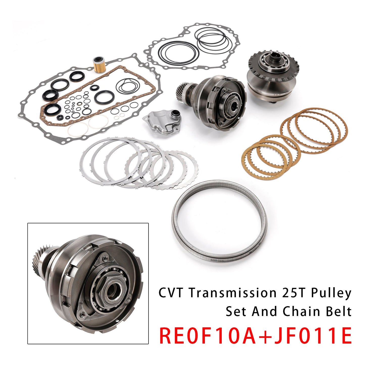 2007-2011 Per Mitsubishi Outlander Delica D5, Galant Fortis/RVR Trasmissione CVT Puleggia 25T W/Cinghia + Catena e kit di ricostruzione RE0F10A JF011E