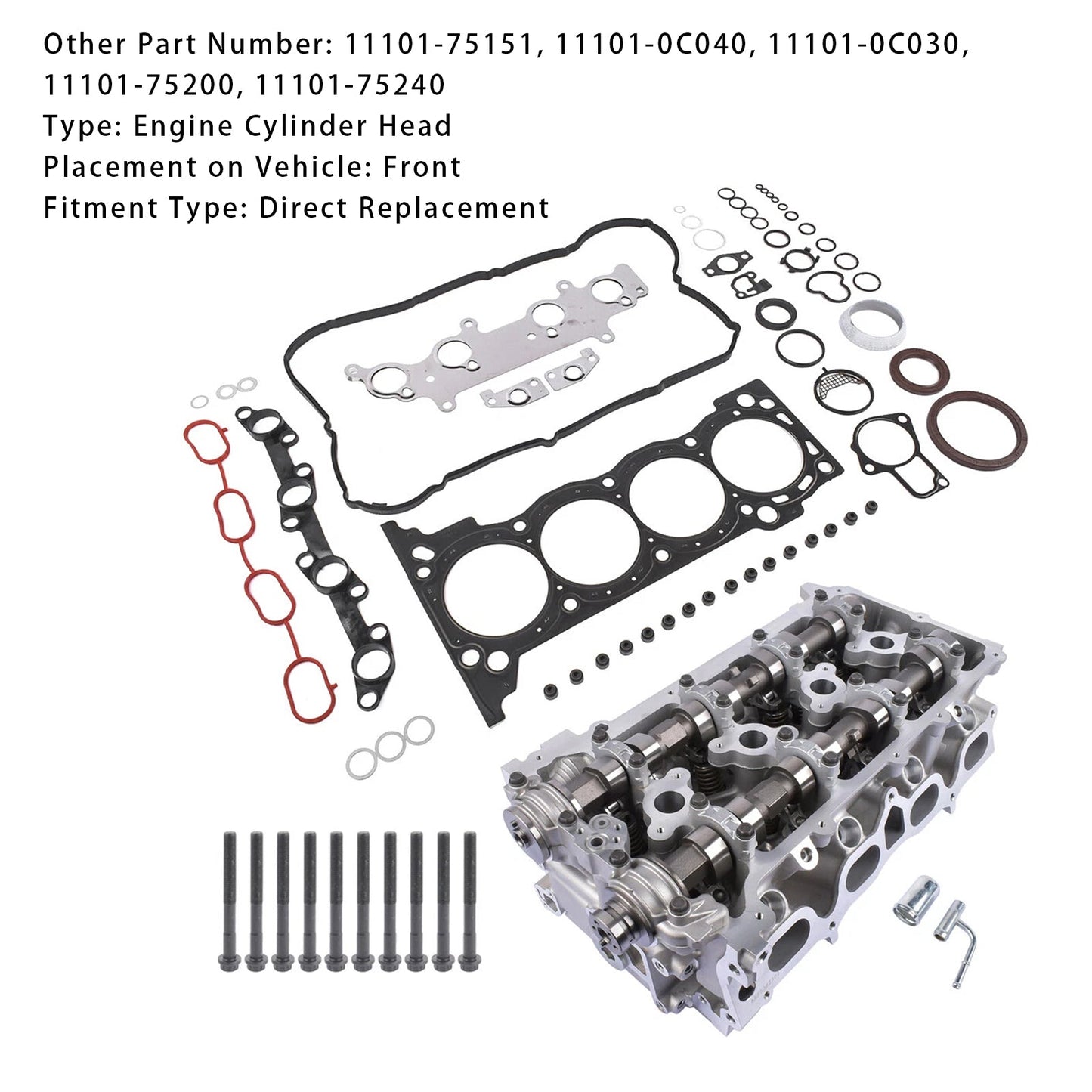 Kit guarnizioni bulloni testata motore Toyota 4Runner N280 2TR-FE 2010 11101-75151 11101-75200