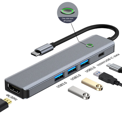 Adattatore hub di interfaccia HDMI PD100W USB3.0 TYPE-C 5 in 1 per MacBook iPad Pro