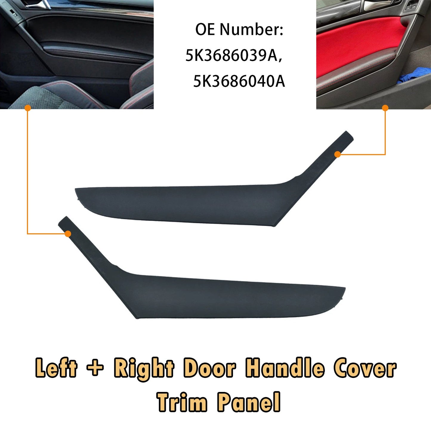 2009-2013 Per VW Golf 6 Coupé 2x Copertura maniglia porta Pannello di rivestimento 5K3686039A 5K3686040A