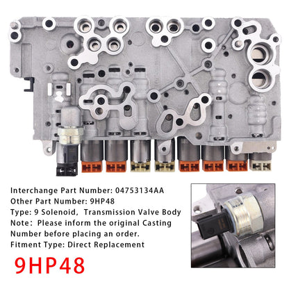Corpo valvola trasmissione Jeep Cherokee Chrysler 2014-2017 con 9 solenoidi 9HP48 04753134AA