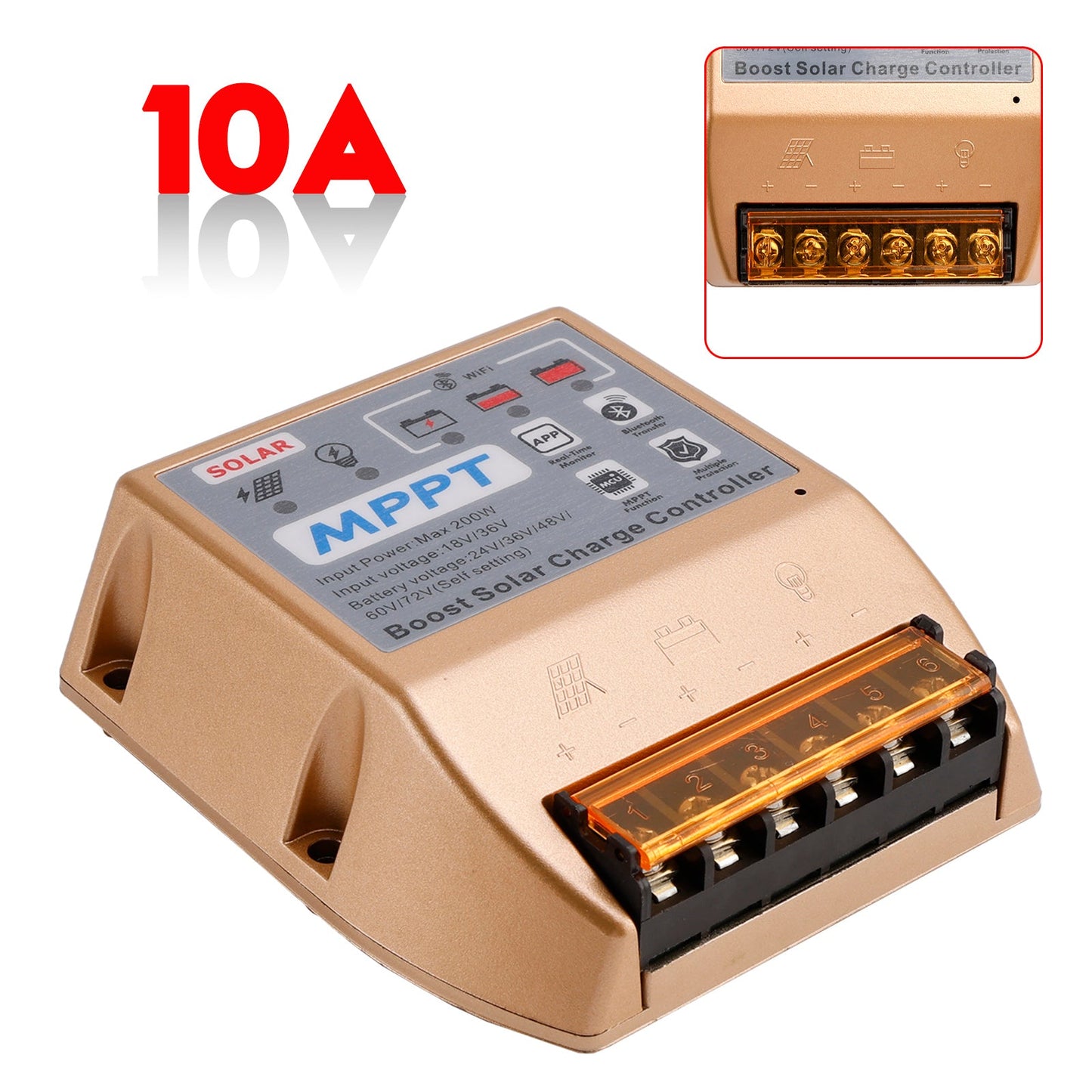 Regolatore solare MPPT Boost 10A/20A/30A 24V36V48V60V72V APP mobile Controllo intelligente