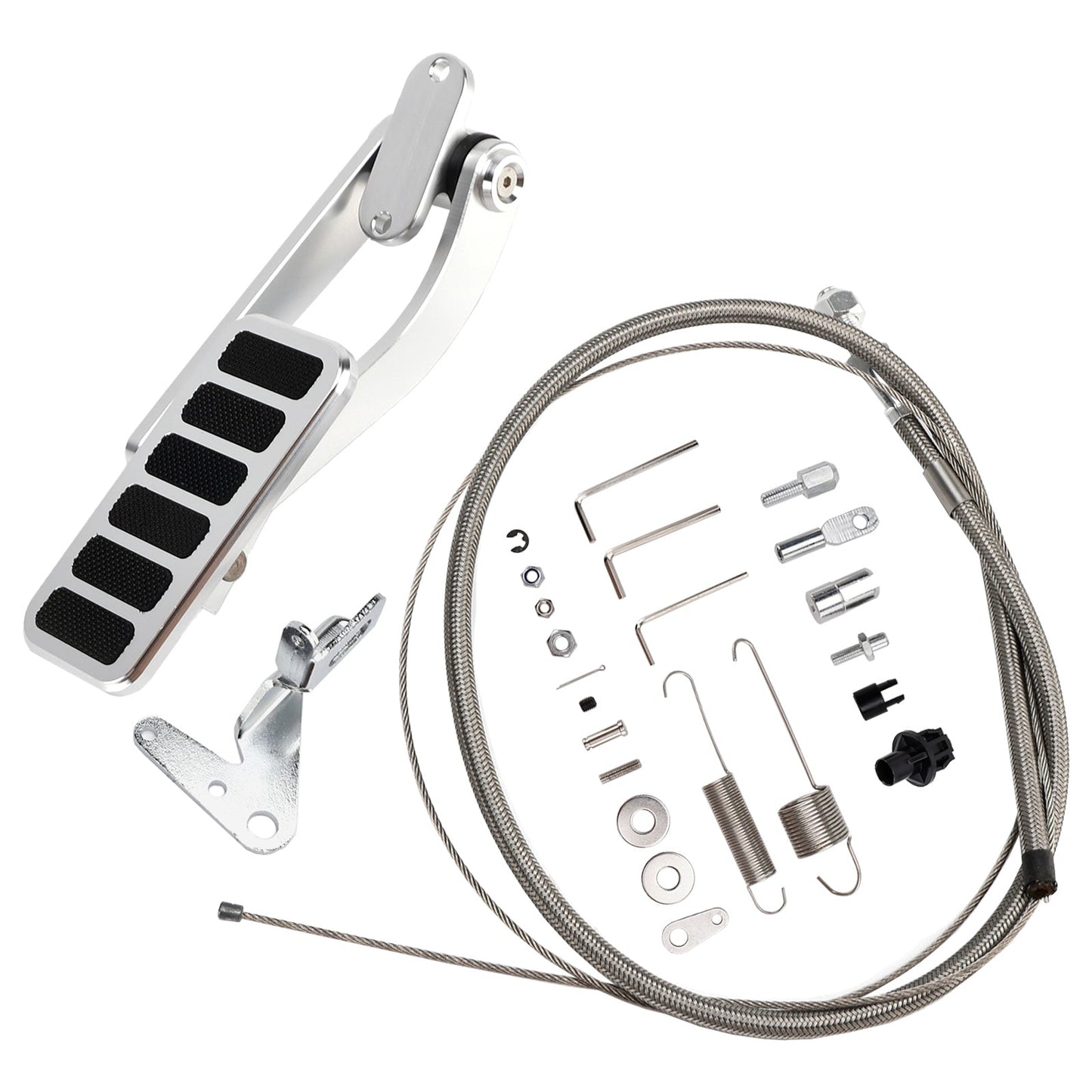 Pedale dell'acceleratore universale Street Hot Rod in alluminio, cavo dell'acceleratore e set di molle SS da 24""