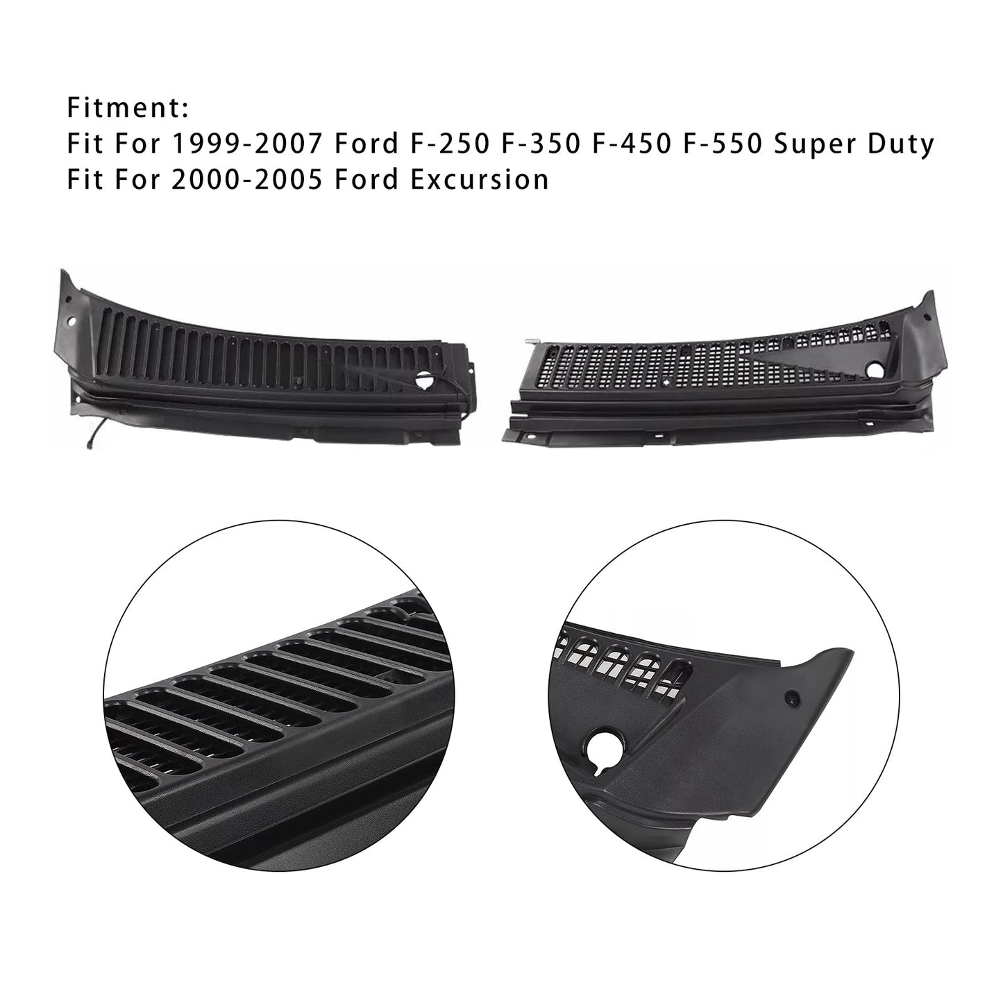 Griglia di ventilazione del cofano tergicristallo 3C3Z25022A68 per Ford F250 F350 1999-2007