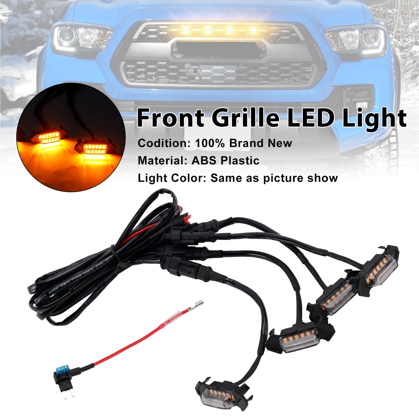 Kit luci LED per griglia anteriore Toyota Tacoma con lente trasparente color ambra 2016-2023