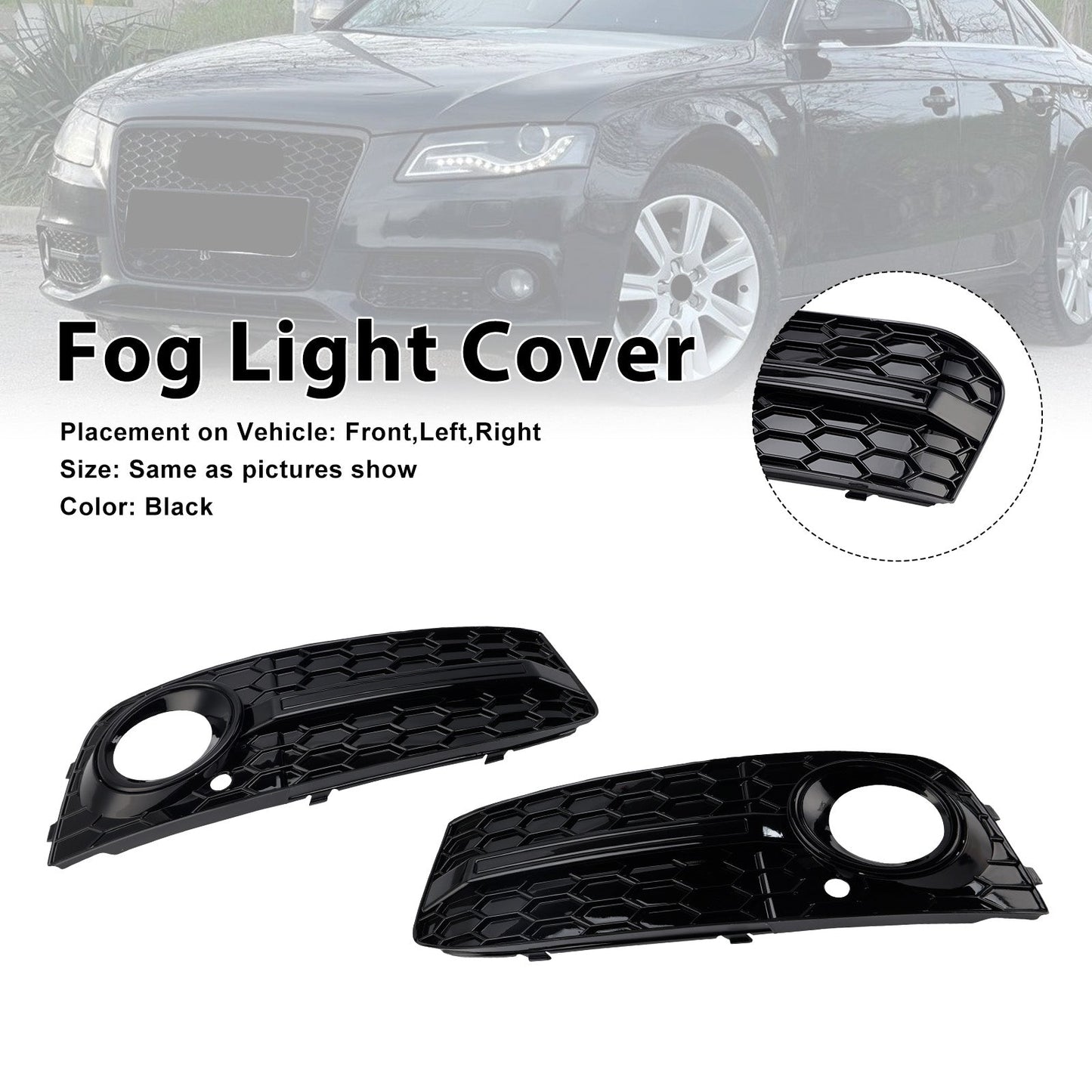 2 pezzi Griglia fendinebbia anteriore a nido d'ape 8KD807681 compatibile con Audi A4 B8 2009-2012