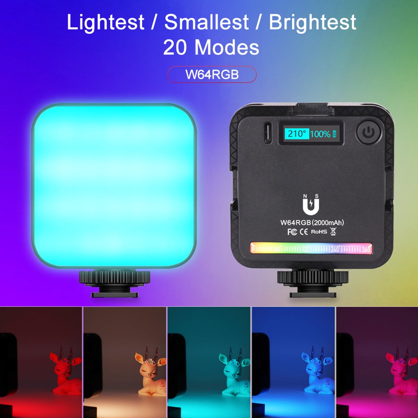 W64 RGB LED Video Luce Riempimento Luce Videocamera Cellulare Bellezza Dal Vivo All&#39;Aperto