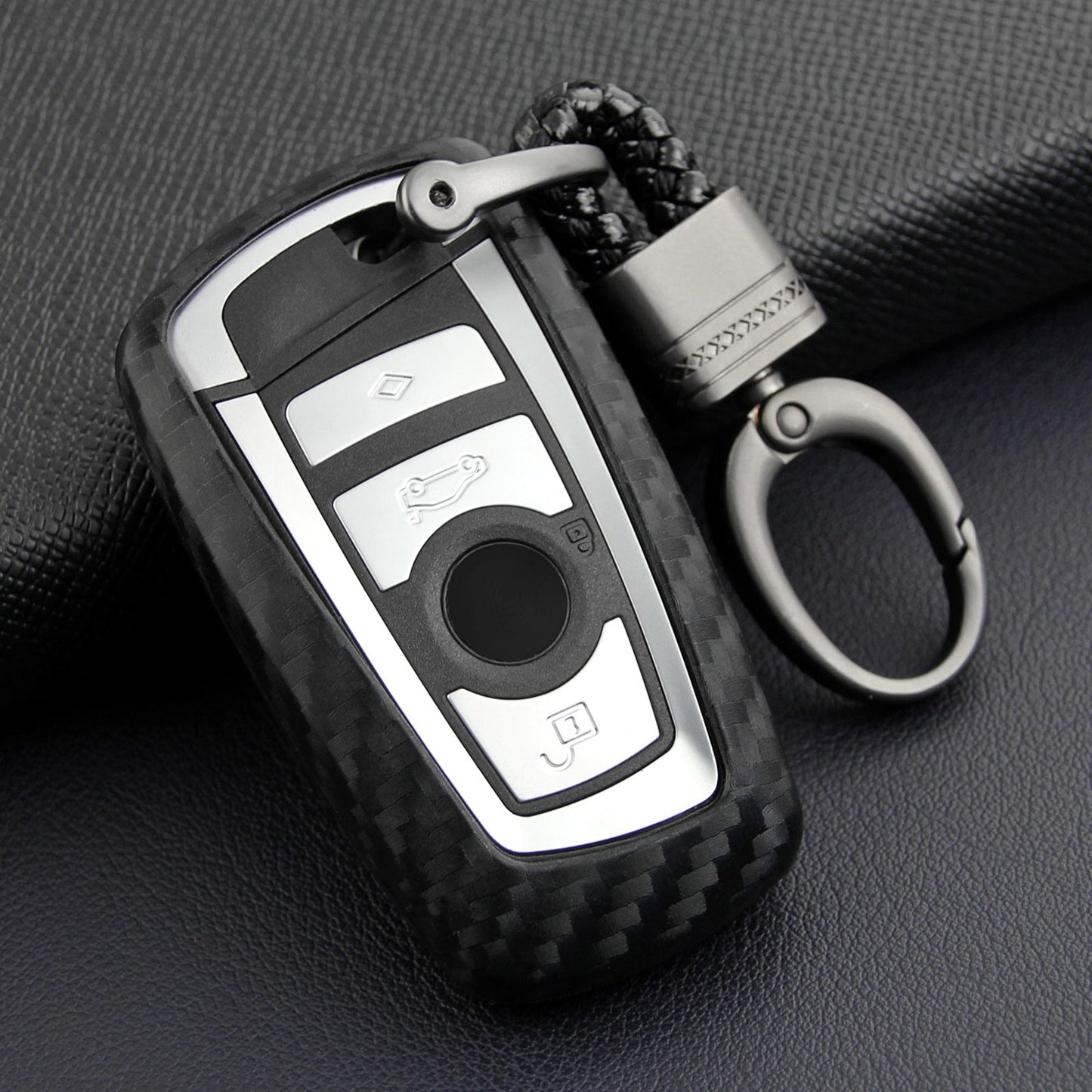 Custodia in pelle e silicone per chiave auto con fibbia per BMW Square