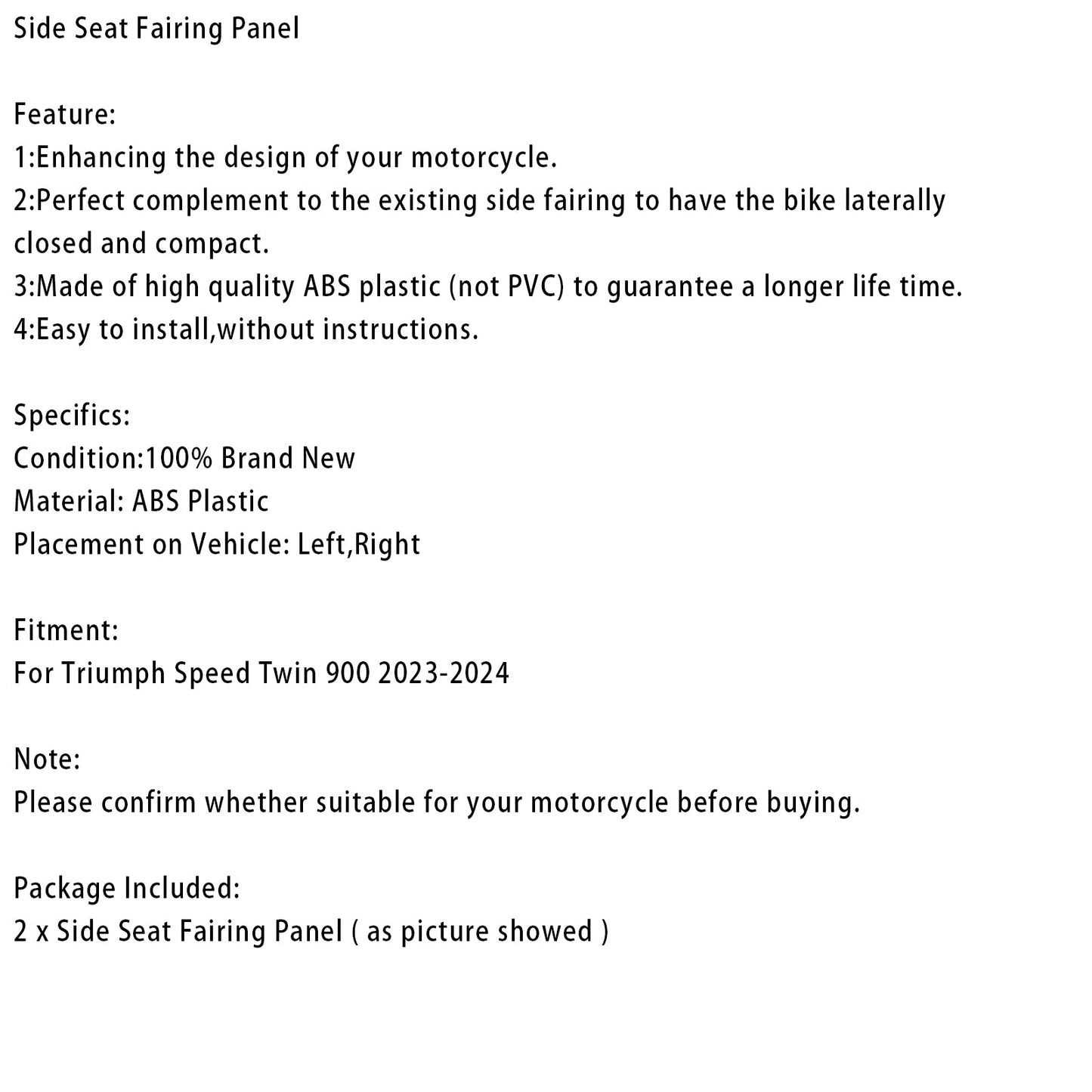 Pannello carenatura laterale per sedile Speed Twin 900 2023-2024