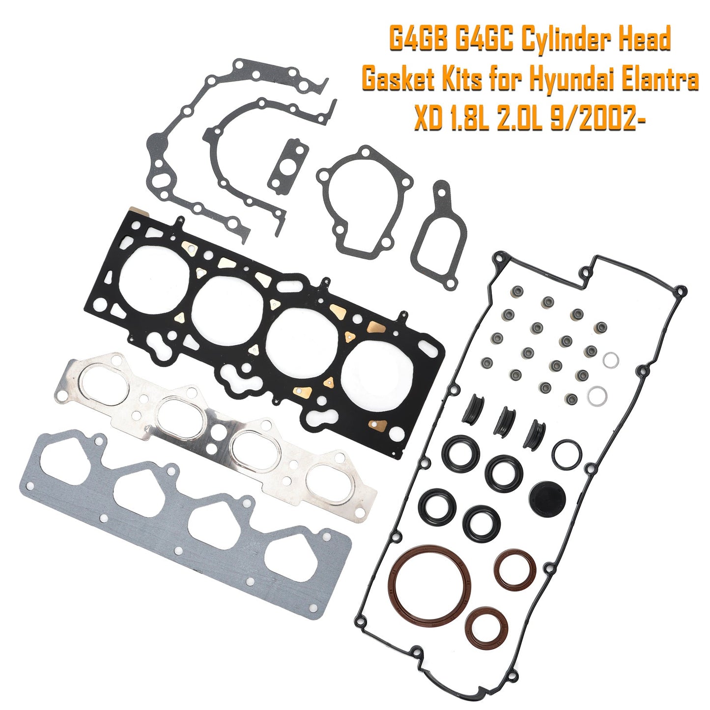 9/2002-5/2011 HYUNDAI ELANTRA XD FC 1.8L 2.0L G4GB,G4GC BETA DOHC 16V TRASMISSIONE A CINGHIA EFI G4GB G4GC Kit guarnizioni testata cilindro CODICE MOTORE: G4GM e G4GF