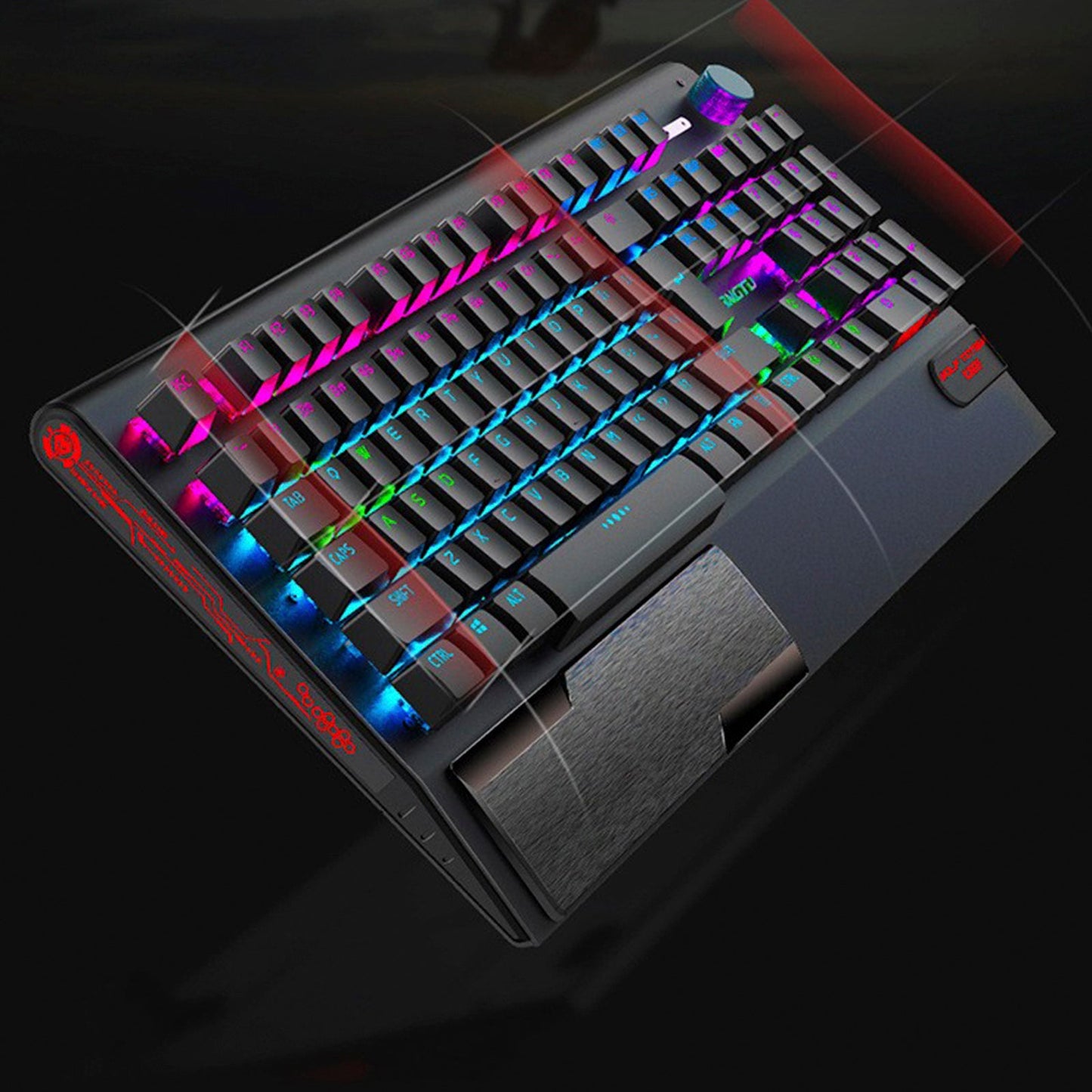 Tastiera meccanica K1000 cablata con 104 tasti e interruttori rossi per PC Chroma RGB con poggiapolsi