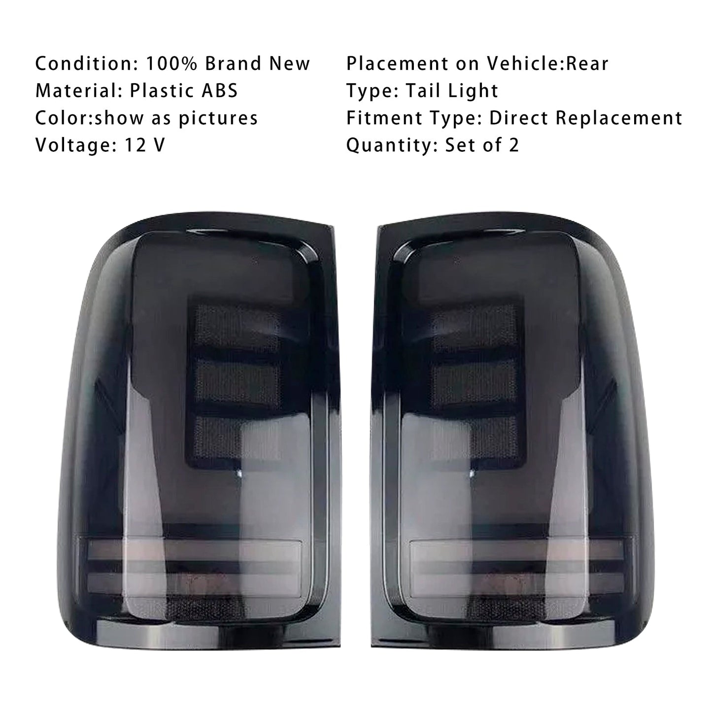 VW Amarok V6 2008-2019 Fanale posteriore a LED destro e sinistro, coppia, fumé