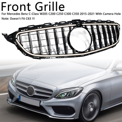 Per Mercedes W205 C250 C300 2015-2021 W/LED Griglia paraurti anteriore cromata