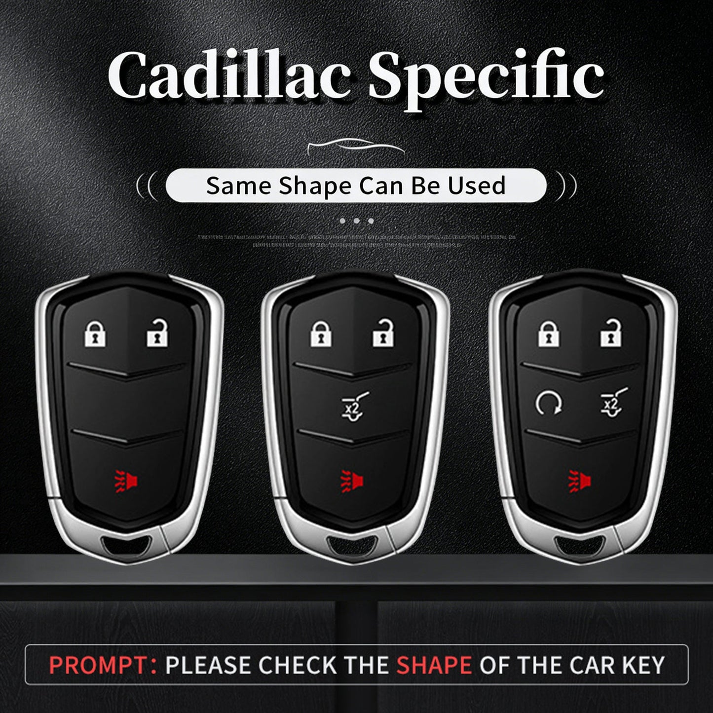 Custodia per chiave auto in TPU argentato in lega di alluminio con fibbia per Cadillac