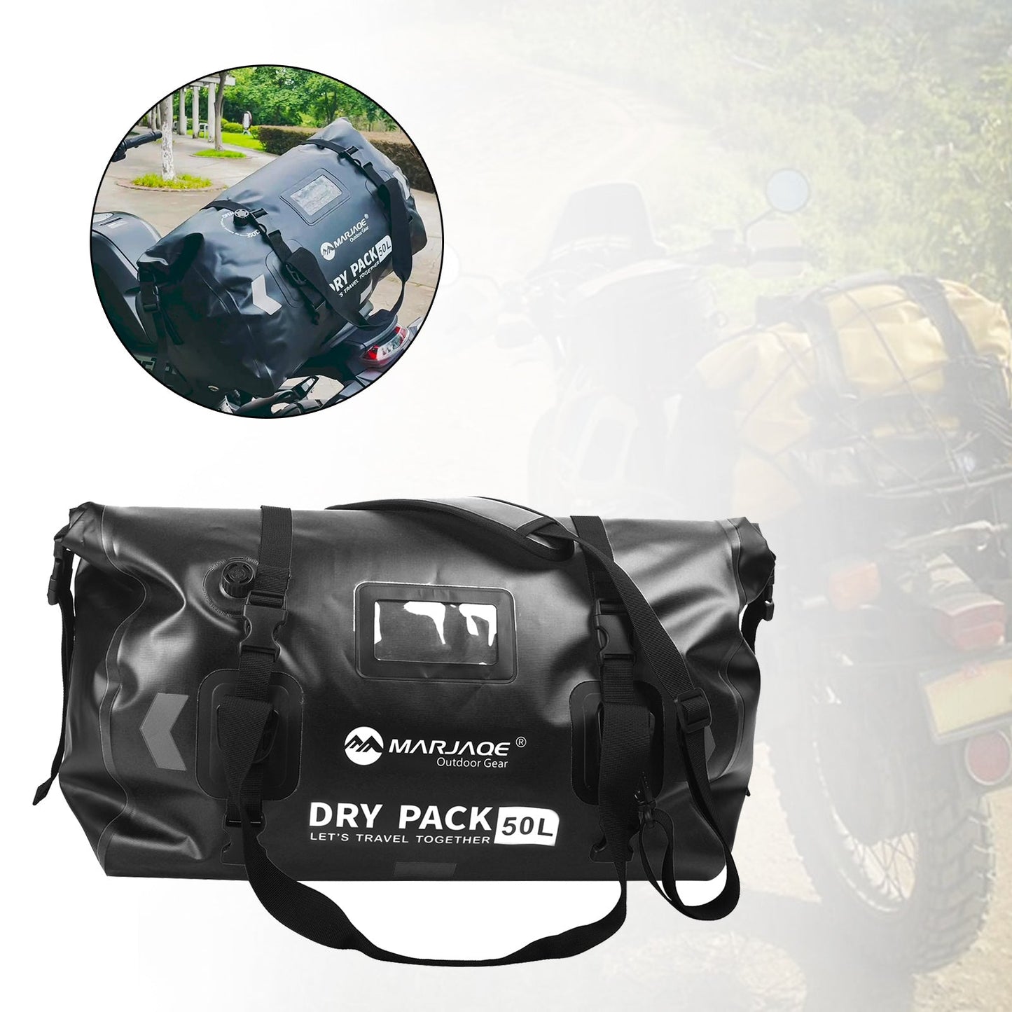 Borsa laterale universale per bagagli in PU da 50 litri per motocicletta, colore: GialloB