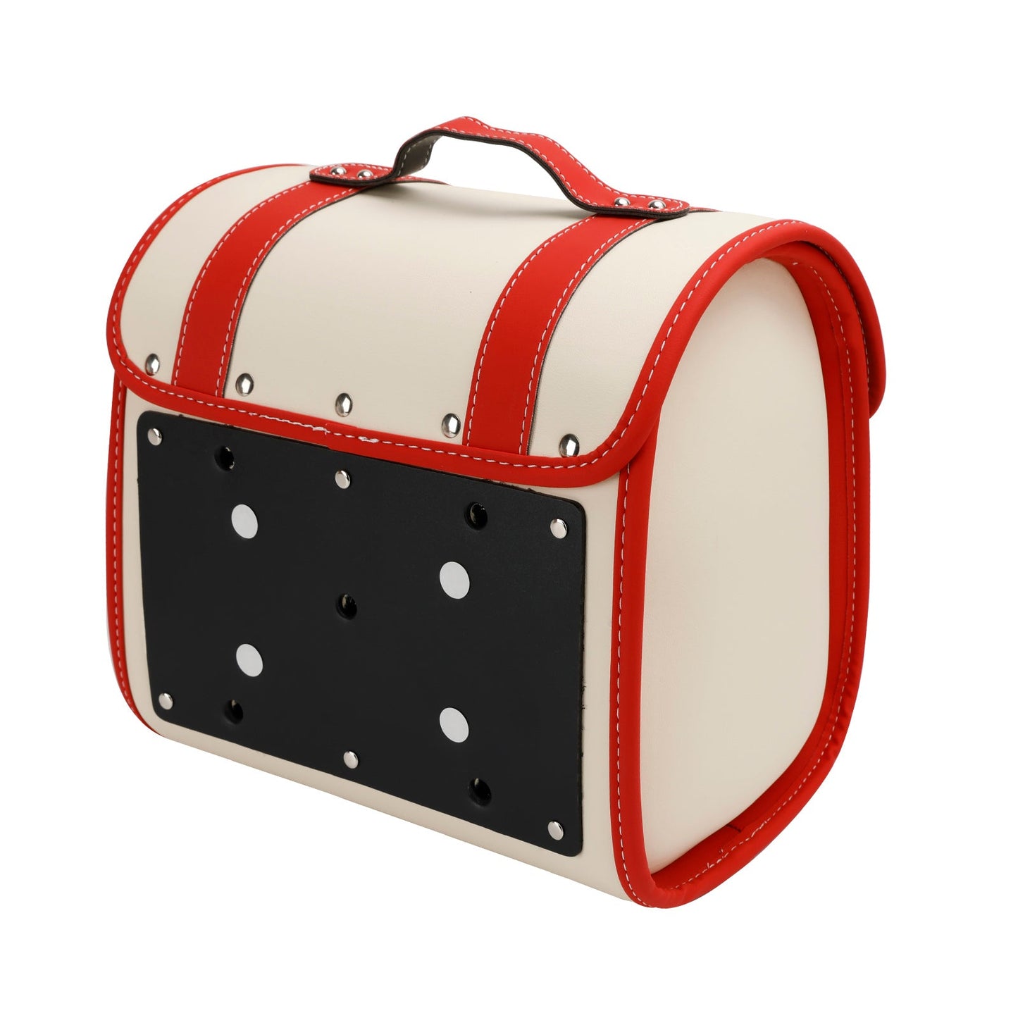 Set di borse laterali a sgancio rapido con staffa, colore bianco, per riporre bagagli su moto.