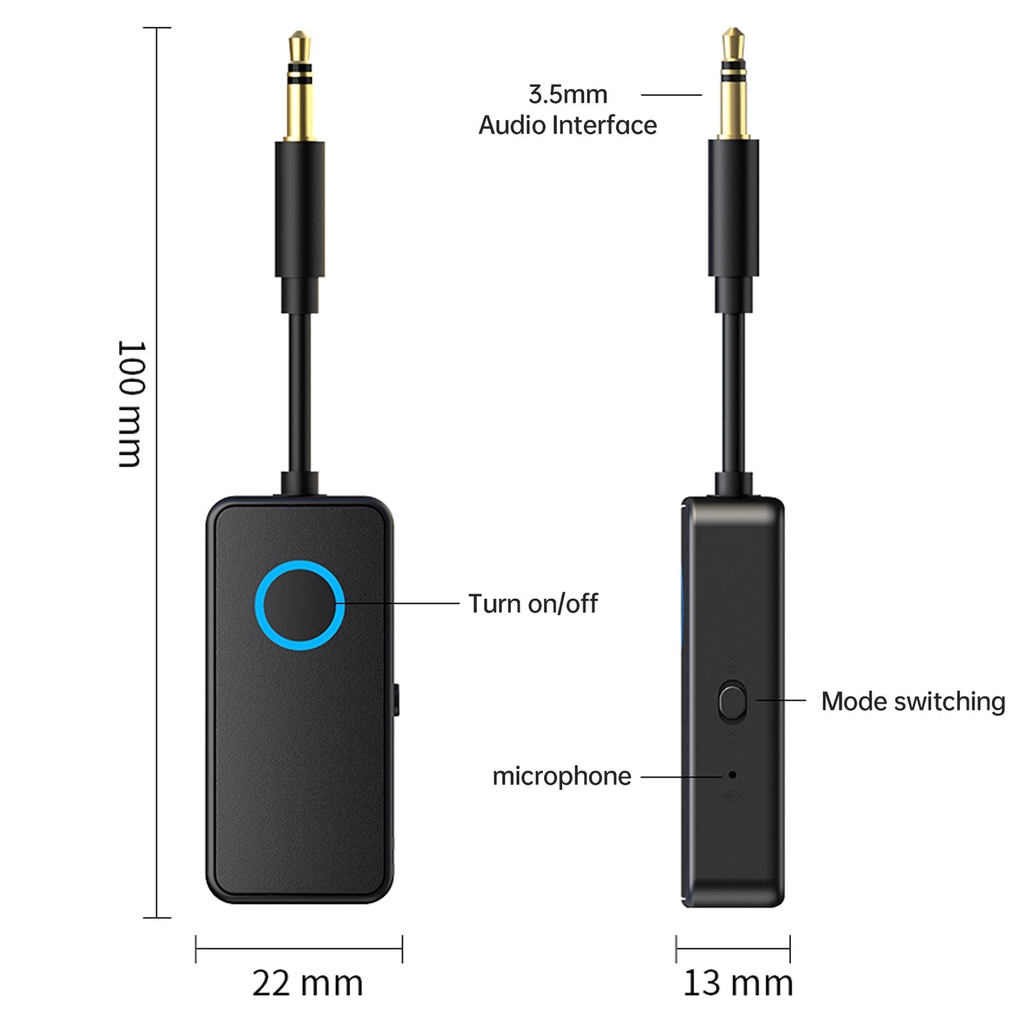 Ricevitore trasmettitore Bluetooth 5.4 2 in 1 adattatore audio wireless da 3,5 mm