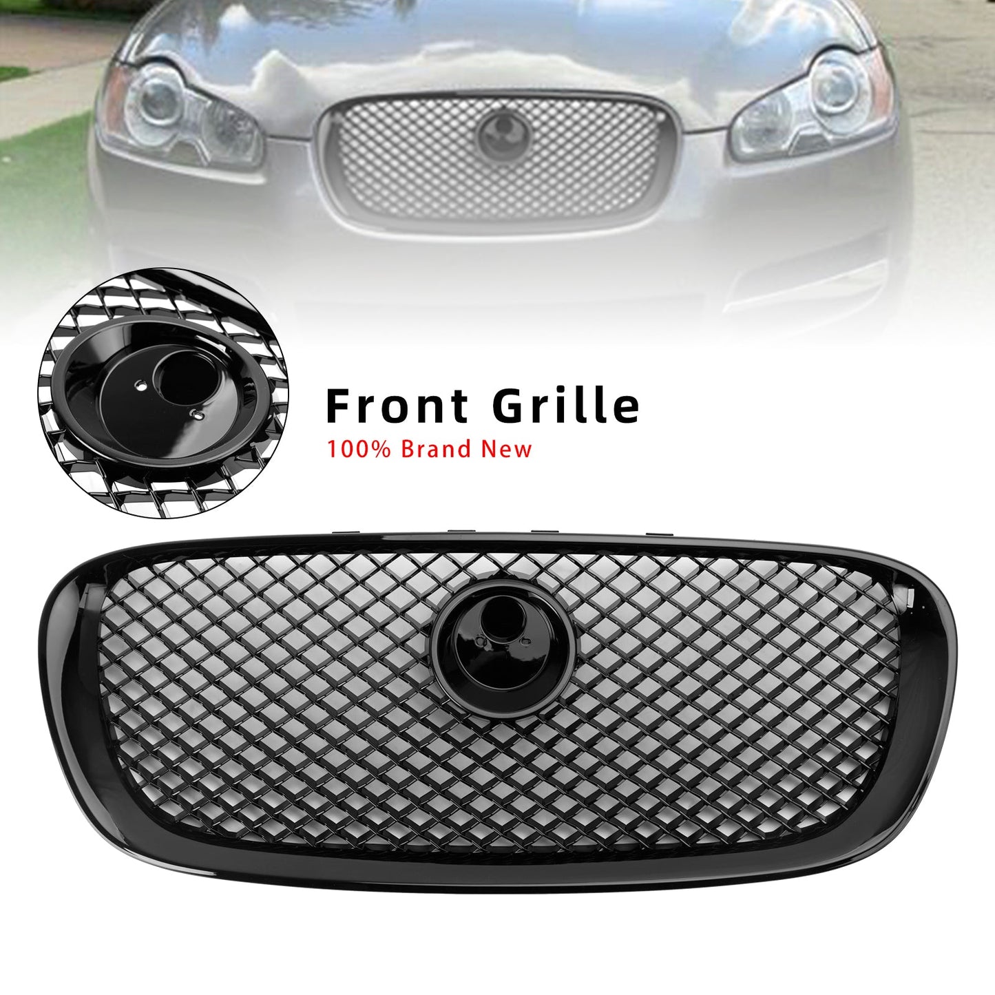 Per Jaguar XF XF-R Style 2008-201 Griglia paraurti anteriore 1 nero lucido