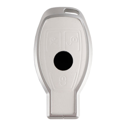 Custodia in pelle, lega, alluminio e TPU per chiave auto Benz GLC GLK CLS, colore bianco