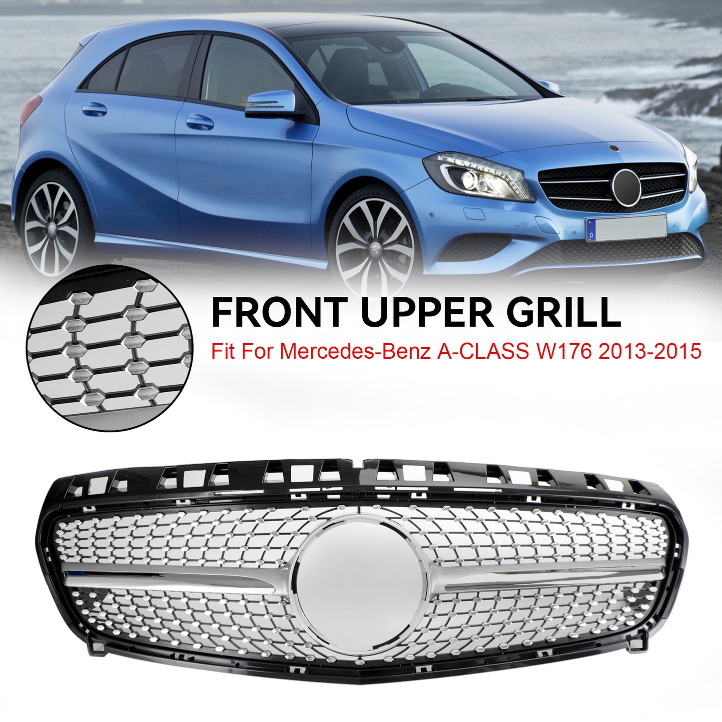 Per Mercedes Benz CLASSE A W176 2013-2015 Griglia per paraurti anteriore Diamond