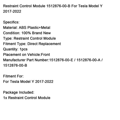 Modulo di controllo del sistema di ritenuta Tesla Model Y 2017-2022 1512876-00-B