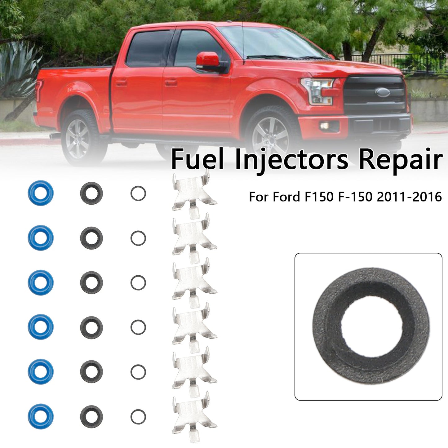 Kit di guarnizioni per riparazione iniettori carburante Ford F150 3.5L Turbo EcoBoost 6 pezzi 2011-2016