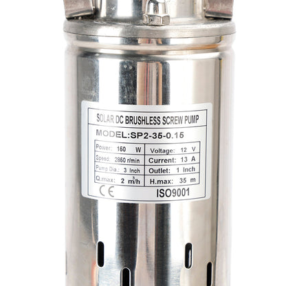 Pompa ad acqua sommergibile solare del foro del pozzo profondo di 3" 12V 150W MPPT incorporato