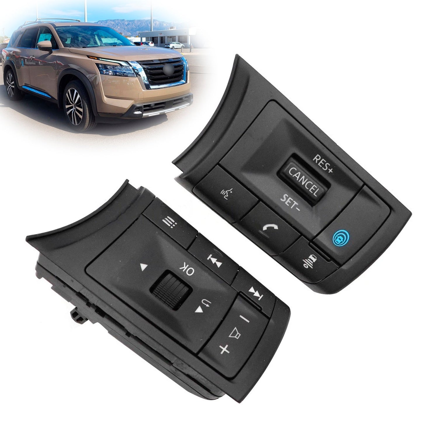 Interruttore del volume audio al volante e del cruise control per Nissan Pathfinder (Platinum, S, SL, SV) 3.5L V6 a benzina, modello 25550-6RF6B, per il 2022.