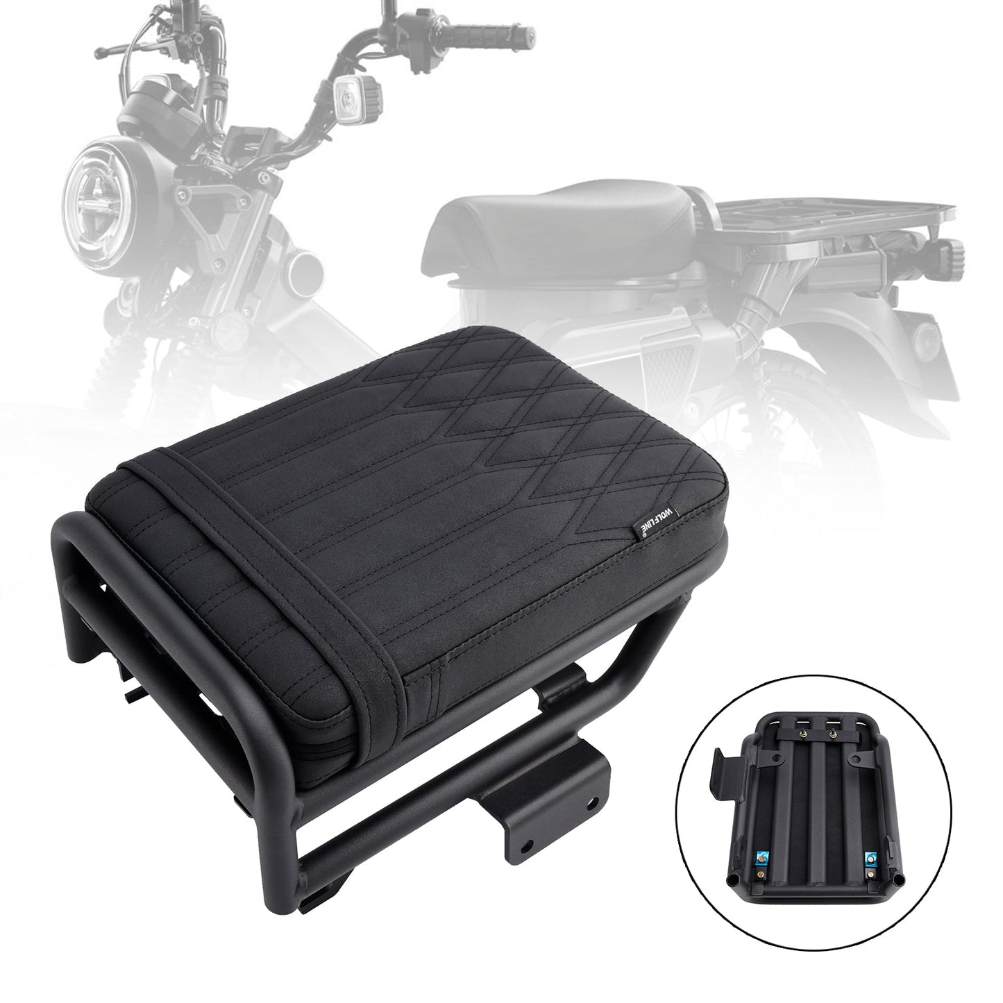 Sella passeggero posteriore per Honda Ct125 Huntercub 2020-2023, colore nero piatto
