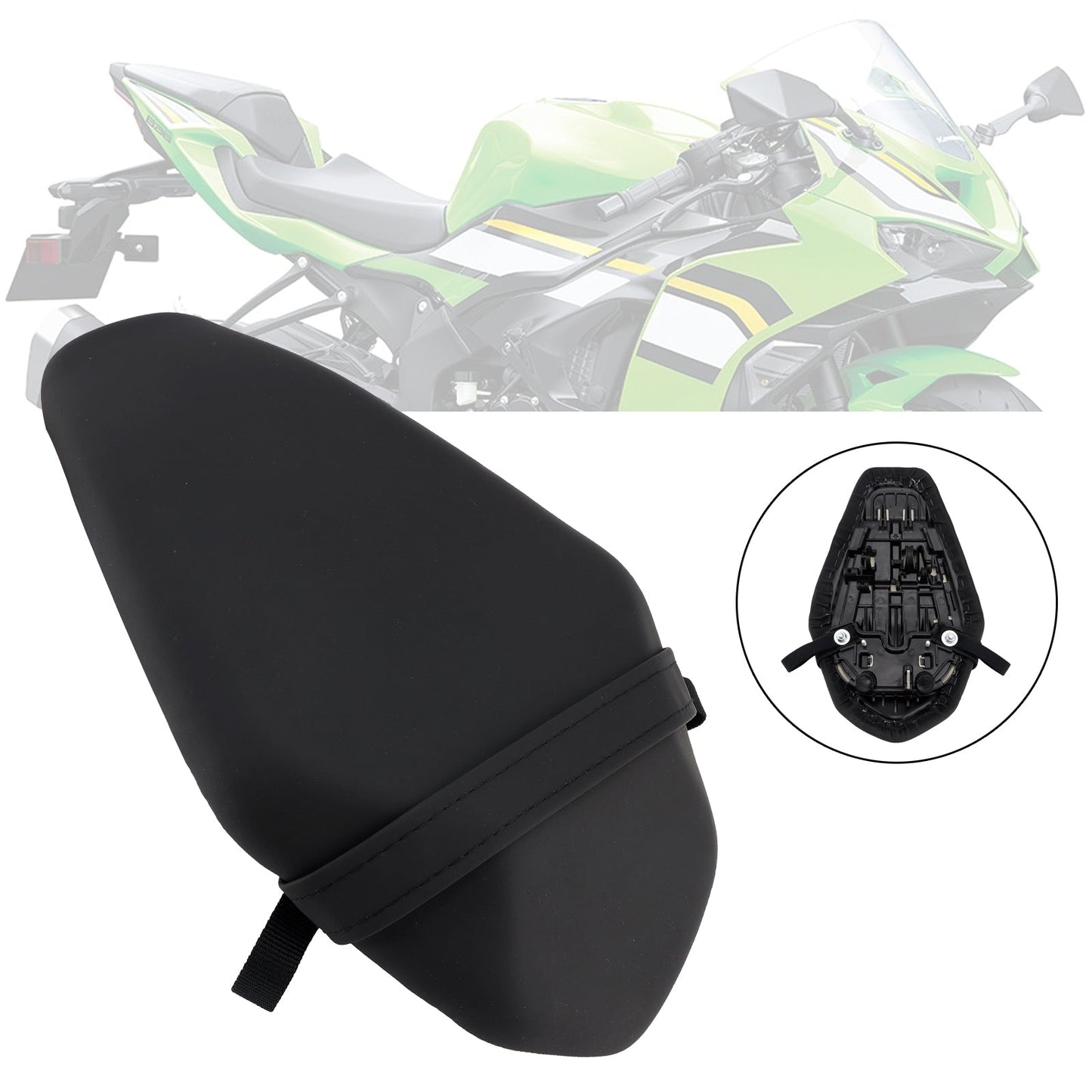 Cuscino passeggero posteriore Kawasaki Ninja Zx-6R 2019-2025, vestibilità piatta, nero