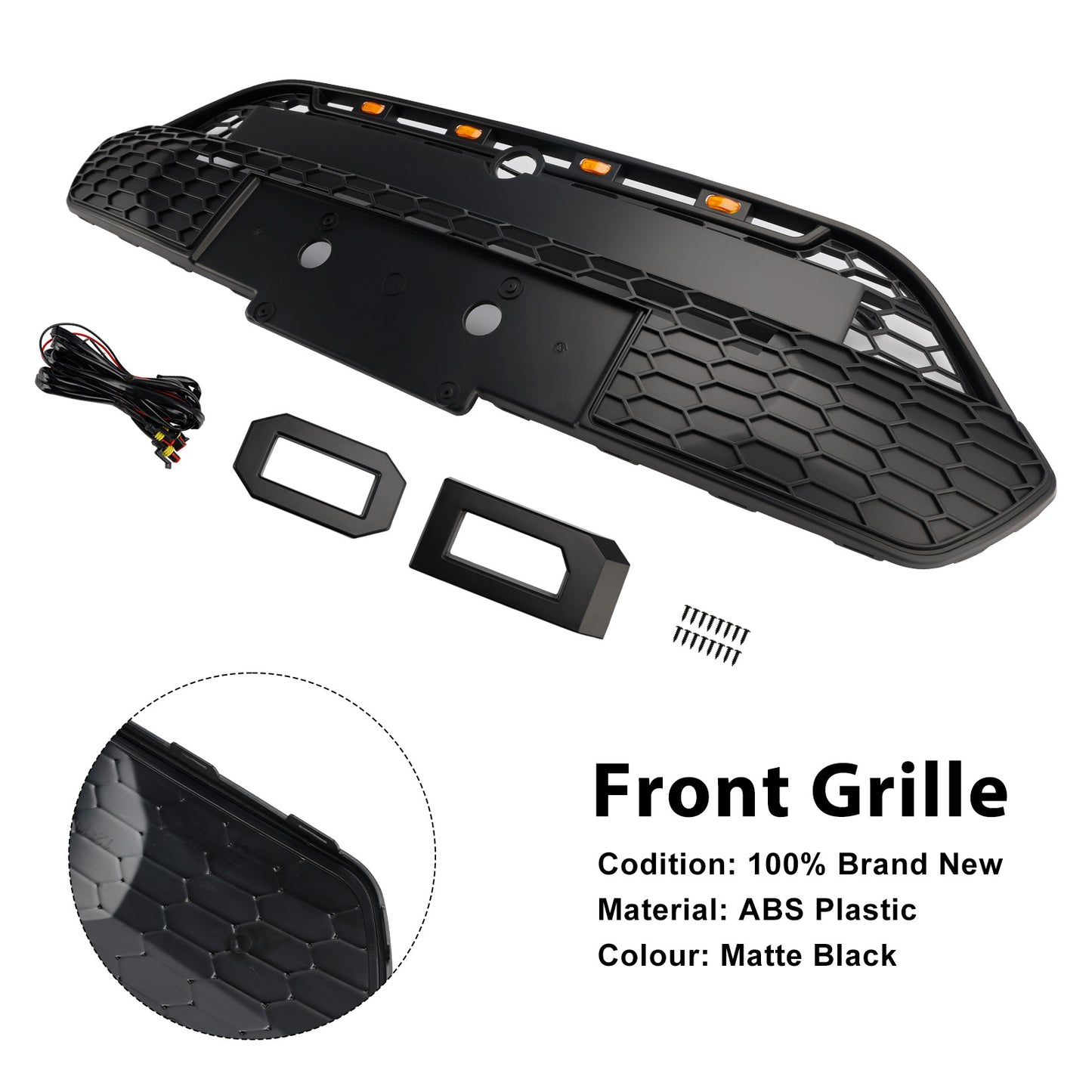 2013-2017 Ford Transit Custom Griglia per paraurti anteriore nera opaca con LED