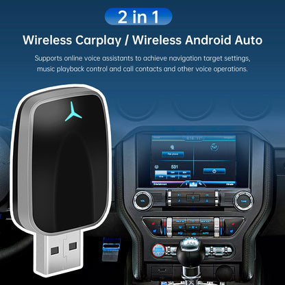 Adattatore wireless Apple Carplay Android Auto per auto con chiavetta USB 2 in 1