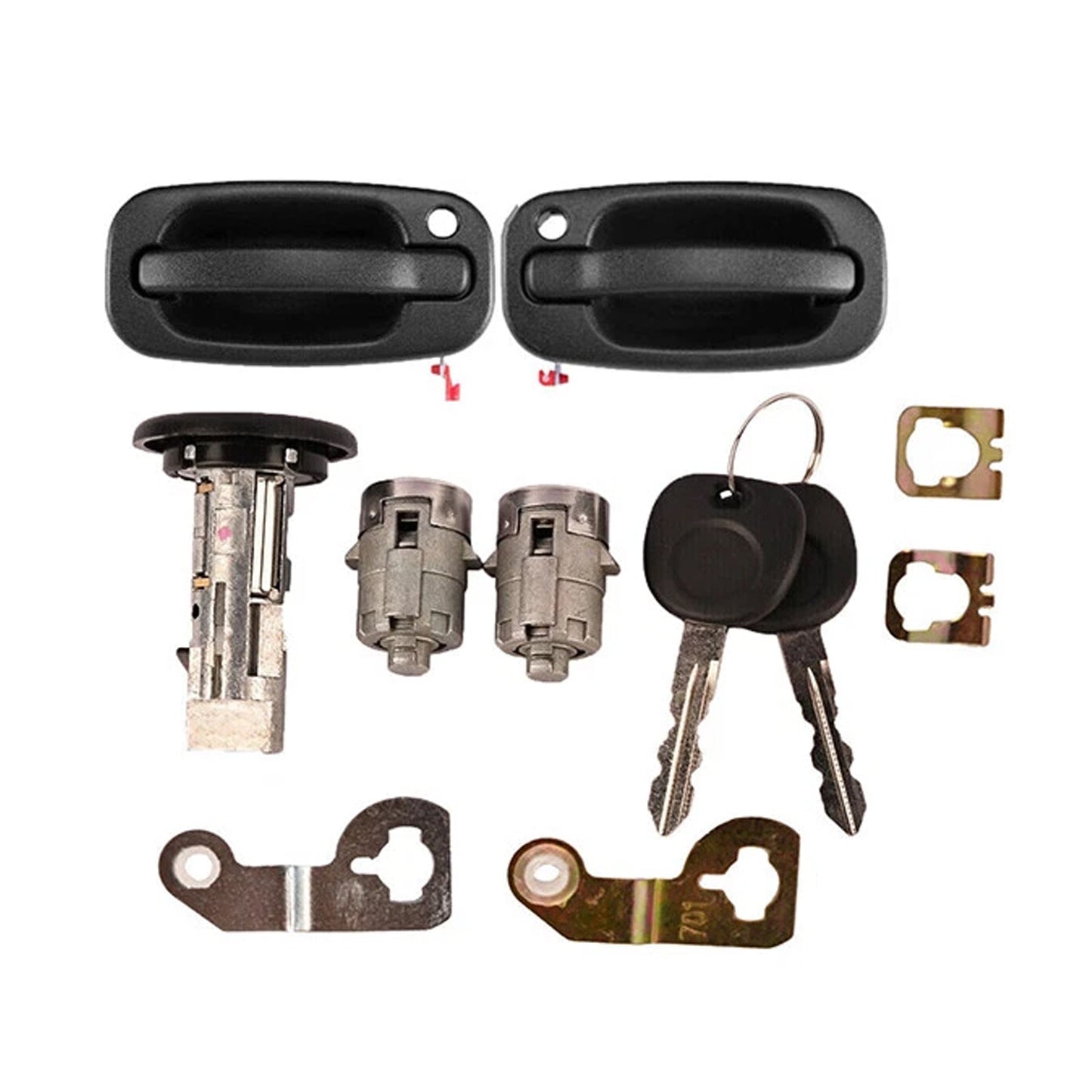 Maniglia esterna per porta e set di 2 serrature per porta e 2 chiavi uguali per GM Chevy 2001-2006