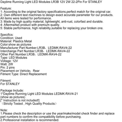 Moduli LED per luci diurne LR3B 12V 2W 22-2Pin per STANLEY