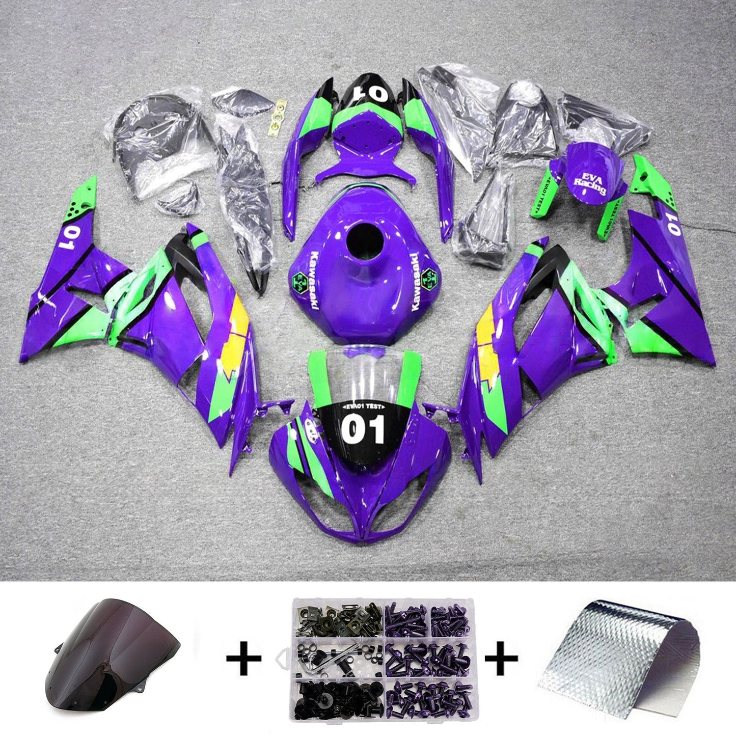 Kit carenatura iniezione in plastica ABS adatto per Kawasaki ZX6R 636 2009-2012