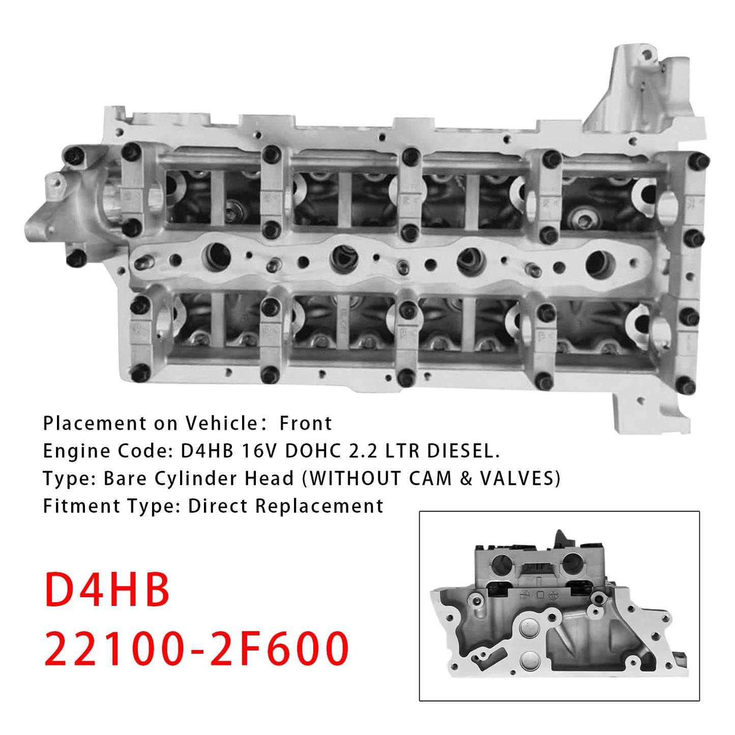 Testata cilindro nuda Hyundai Santafe e Grand Santafe D4HB 2009-2017 22100-2F600