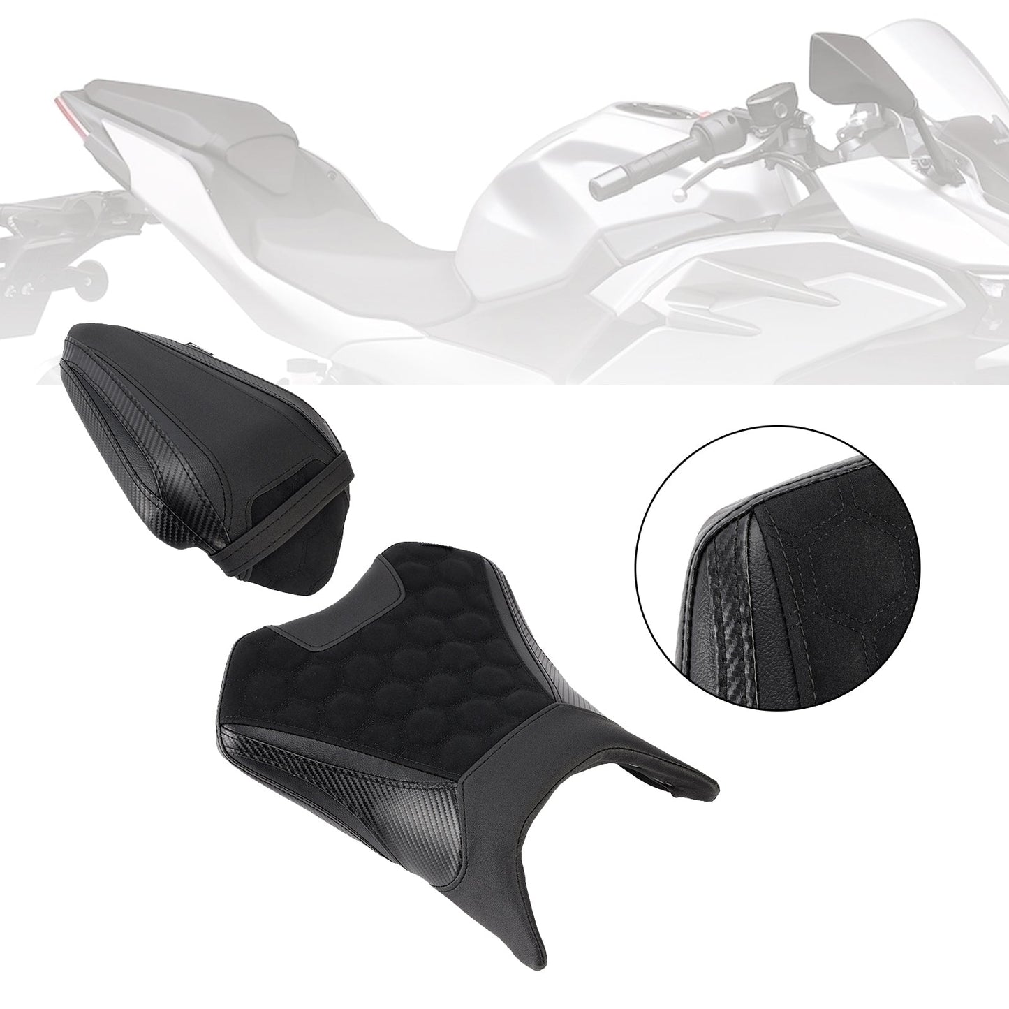 Kit sella conducente e passeggero per Kawasaki Ninja 500 Z500 2024-2025, cuscino posteriore verde