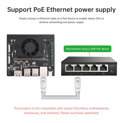 Scheda di espansione di alimentazione NVIDIA Jetson Orin Nano/NX Ethernet POE 802.3af/at