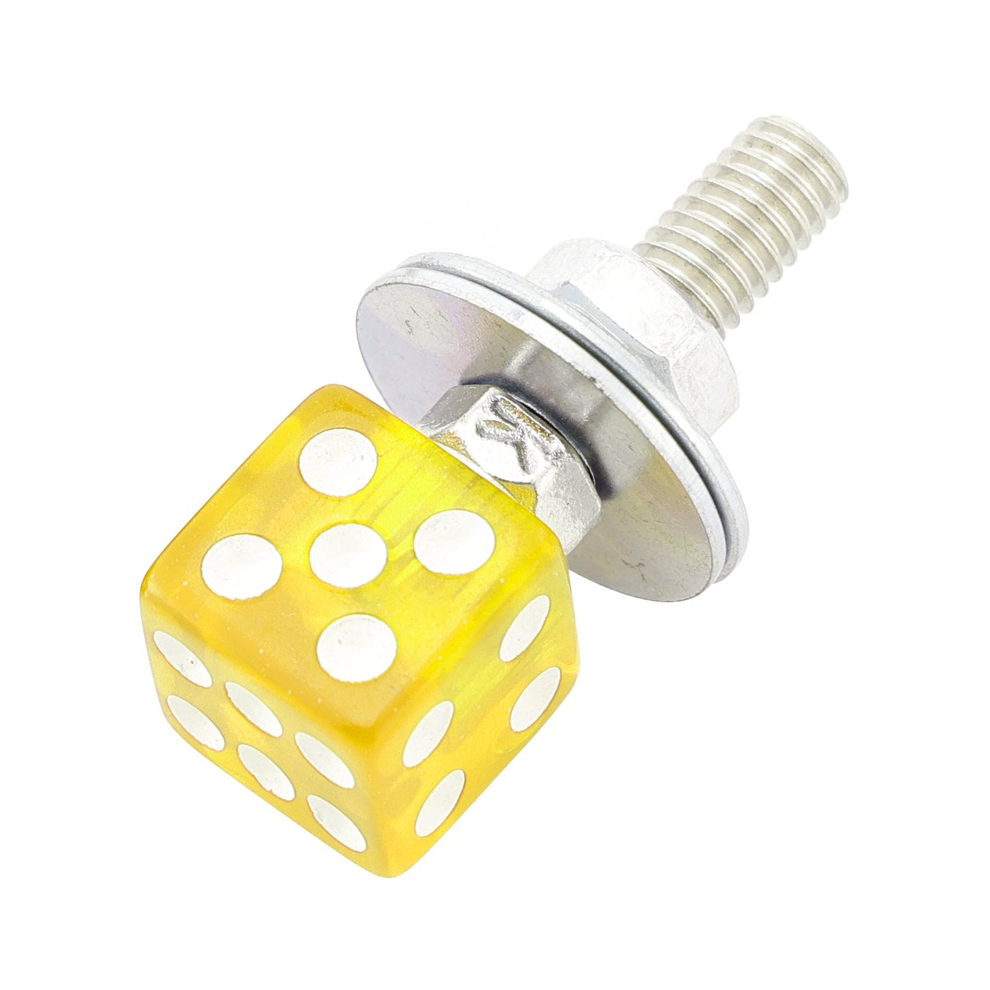 4x bulloni per targa DICE personalizzati in plastica gialla per motocicletta, chopper e bobber