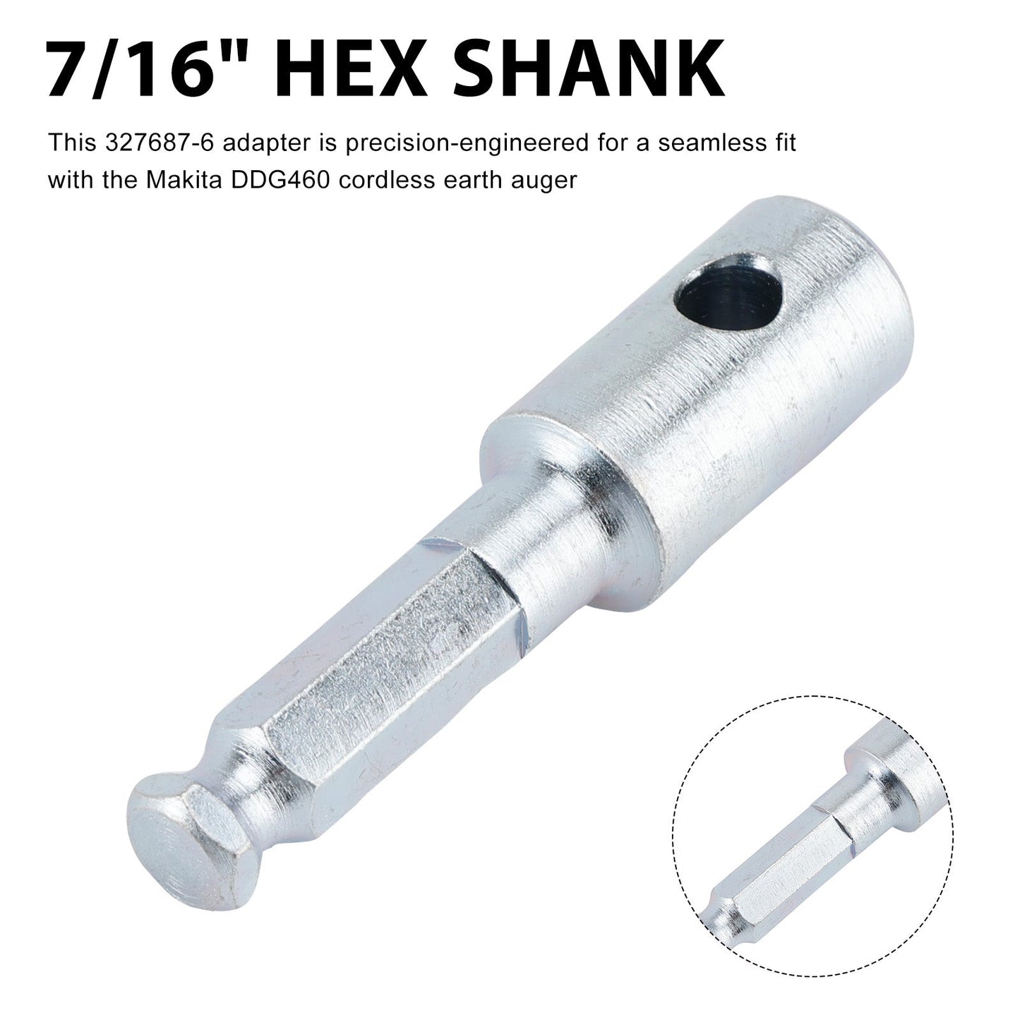 327687-6 Adattatore per punta da trapano per terra con attacco esagonale D-7/16"" per Makita DDG460