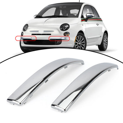 Crome Sinistra+Destra Coppia anteriore Bumper Lower Grill Moulding Trim per Fiat 500 2007-2015