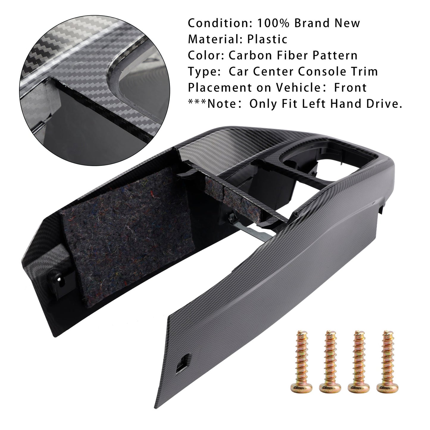 Rivestimento per console centrale auto VW Golf Jetta 1999-2005 1J1863201D con motivo in fibra di carbonio