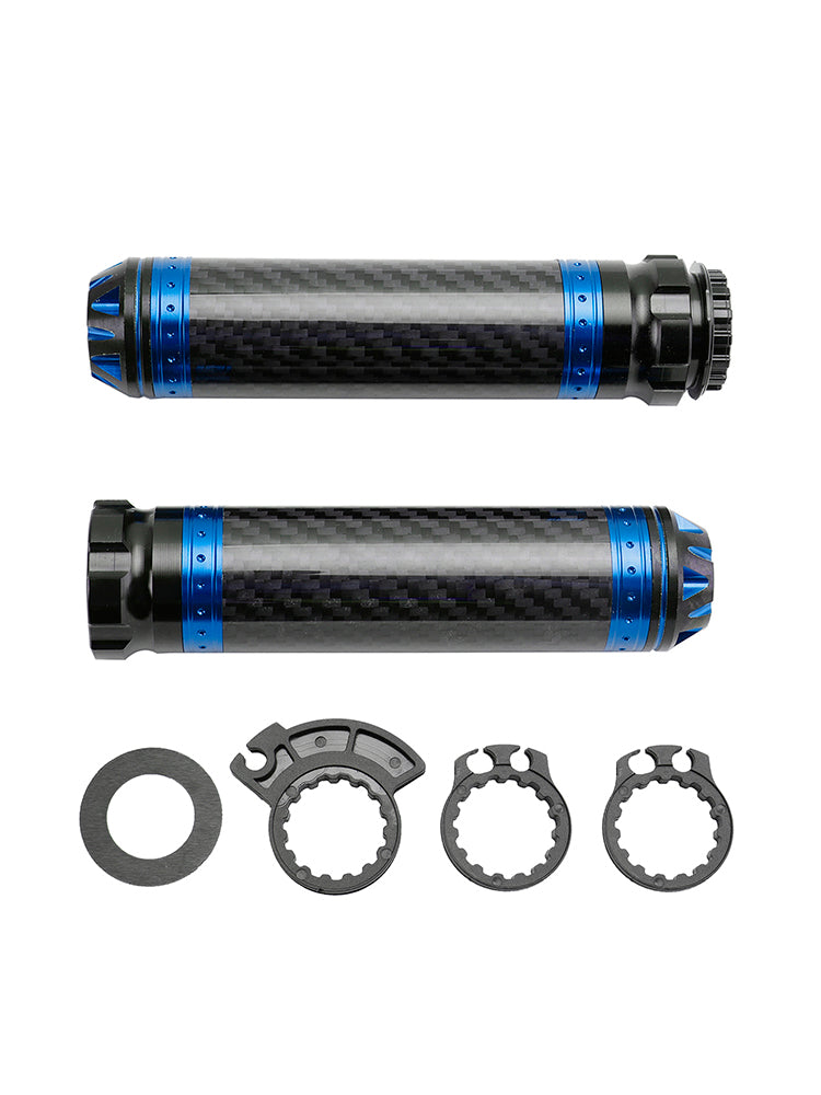 Manopole per manubrio moto da 7/8""/22 mm in carbonio, universali, verdi, per moto, argento