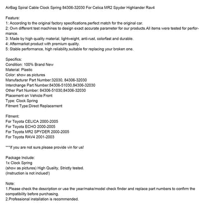 Primavera 2000-2005 dell&#39;orologio del cavo a spirale dell&#39;airbag Toyota MR2 SPYDER 84306-32030