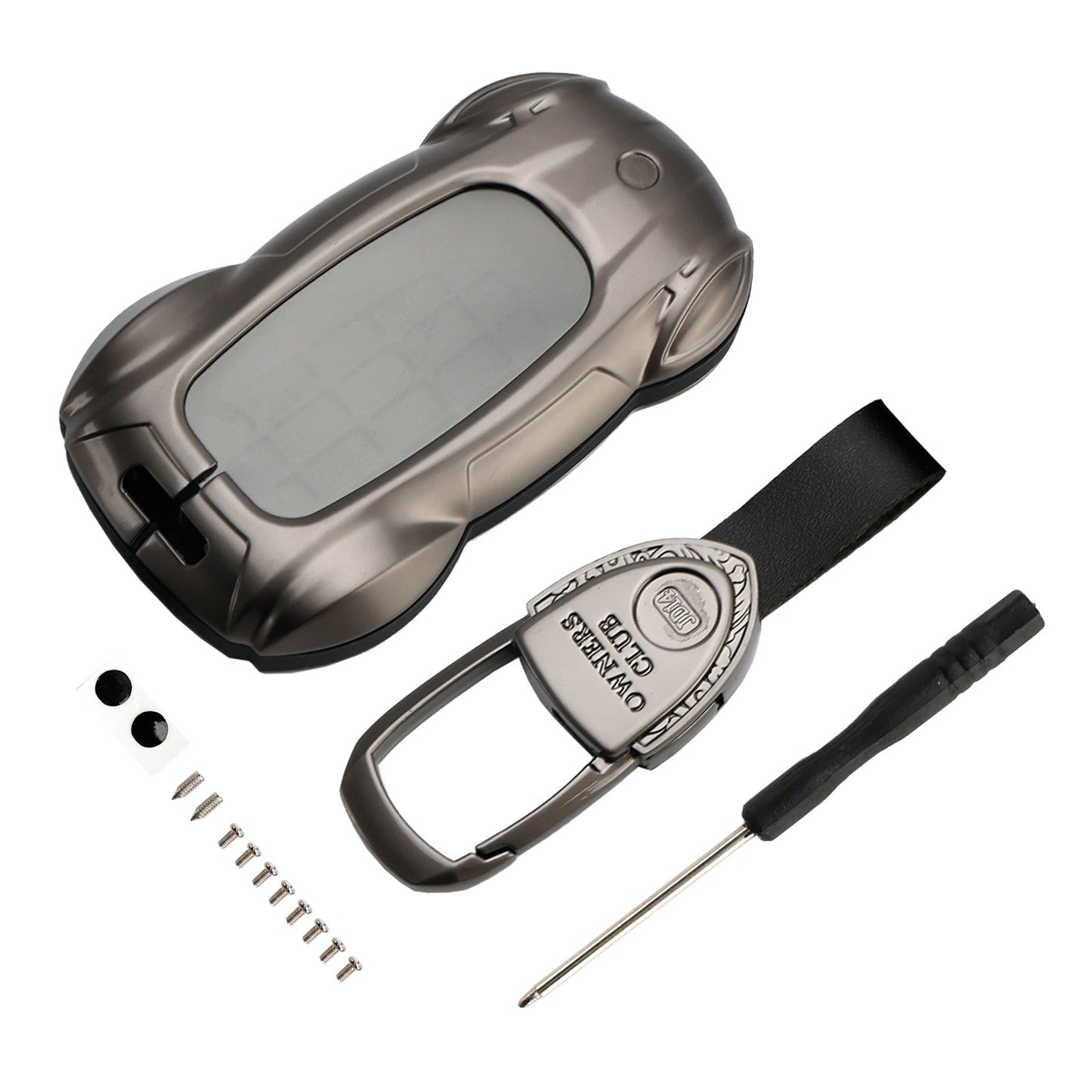 Custodia in pelle e lega di zinco grigia per chiave auto per Lexus ES260h/RX350h/LS500h