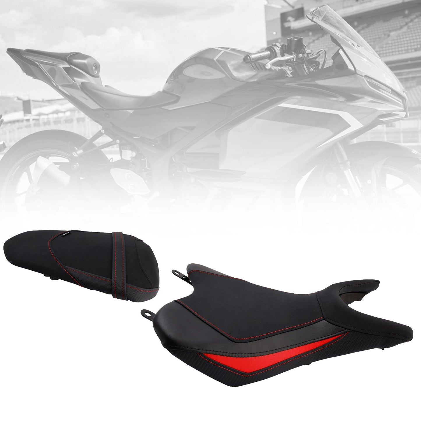 2025 - Per Yamaha Yzf-R3 2025 - Mt-03 Cuscino posteriore per sedile conducente e passeggero, rosso