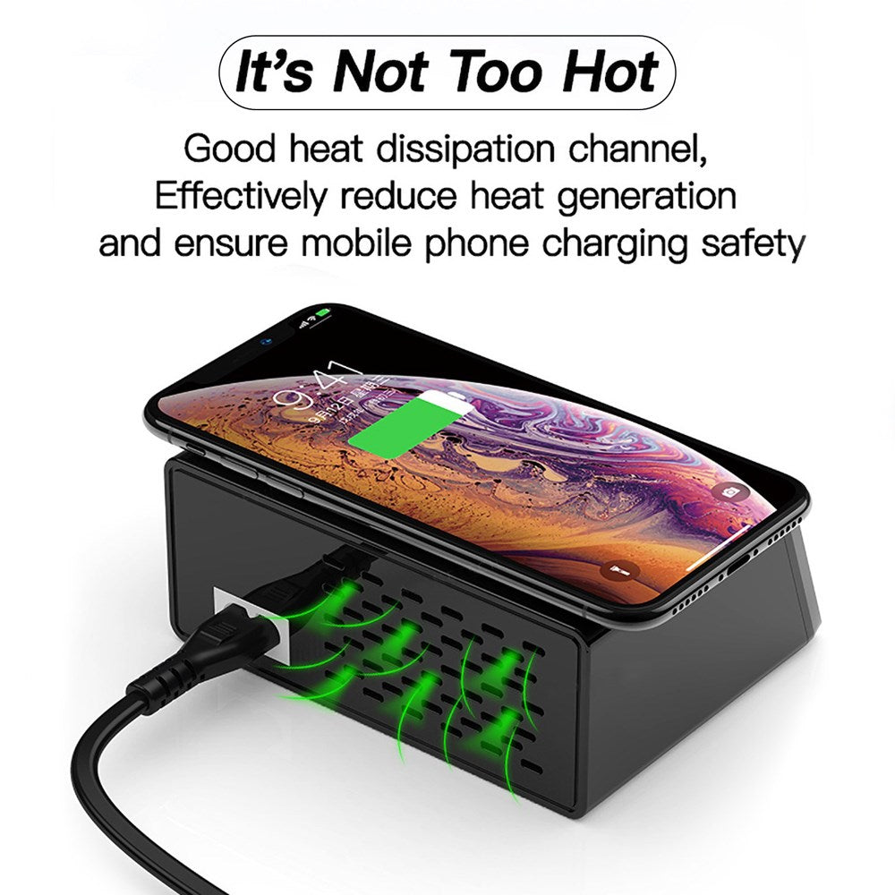100W 8 Port USB QC3.0 PD Caricatore veloce Wireless Charging Station EU Plug