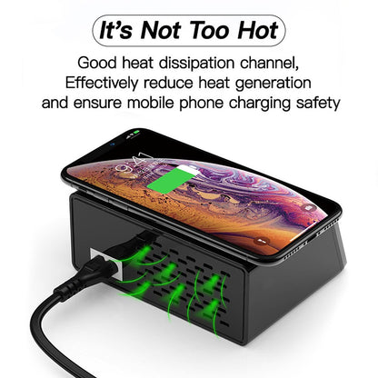 100W 8 Port USB QC3.0 PD Caricatore veloce Wireless Charging Station EU Plug
