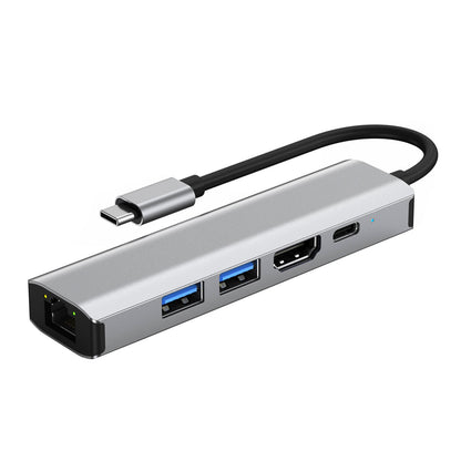 5 in 1 TYPE-C a USB3.0*1+USB2.0*1+PD100W/dati USB-C+HDMI+scheda di rete 100M per iPad